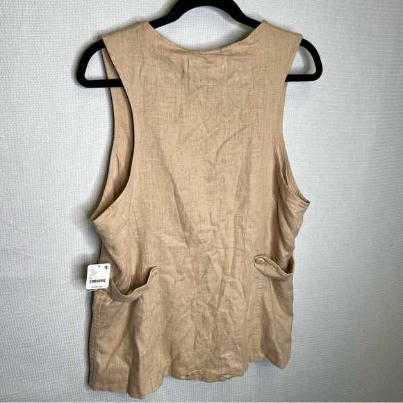 FREE PEOPLE | Woman’s Size XL Tan NWT Linen Blend Millie Vest - Picture 3 of 8